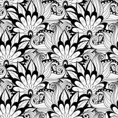 Vector Seamless Monochrome Floral Pattern N135