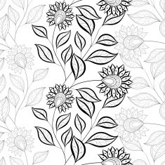 Vector Seamless Monochrome Floral Pattern N141