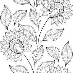 Vector Seamless Monochrome Floral Pattern N142