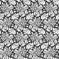 Vector Seamless Monochrome Floral Pattern N144