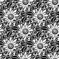 Vector Seamless Monochrome Floral Pattern N145