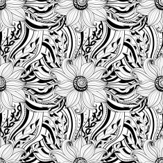 Vector Seamless Monochrome Floral Pattern N148