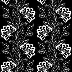 Vector Seamless Monochrome Floral Pattern N150