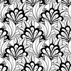 Vector Seamless Monochrome Floral Pattern N154