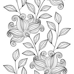Vector Seamless Monochrome Floral Pattern N155