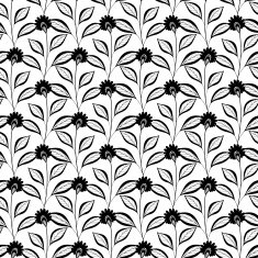 Vector Seamless Monochrome Floral Pattern N157