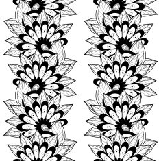Vector Seamless Monochrome Floral Pattern N158