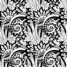 Vector Seamless Monochrome Floral Pattern N160