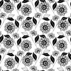 Vector Seamless Monochrome Floral Pattern N162