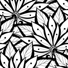 Vector Seamless Monochrome Floral Pattern N166