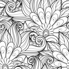 Vector Seamless Monochrome Floral Pattern N167