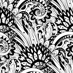 Vector Seamless Monochrome Floral Pattern N169