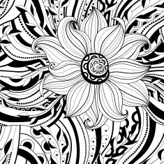 Vector Seamless Monochrome Floral Pattern N171