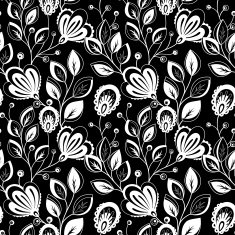 Vector Seamless Monochrome Floral Pattern N175