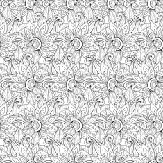Vector Seamless Monochrome Floral Pattern N180