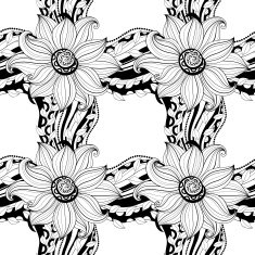 Vector Seamless Monochrome Floral Pattern N184