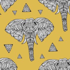 delicate geometric style elephant seamless background N2