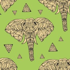 delicate geometric style elephant seamless background N3