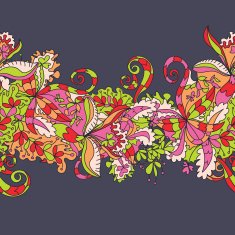 Abstract hand-drawn wave floral pattern N17