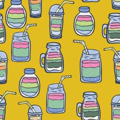 Hand drawn smoothie seamless vector pattern