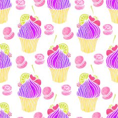 Watercolor cupcake pattern