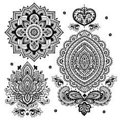 Set of Indian floral ornaments Mandala Henna N2