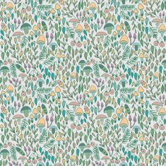 Forest seamless pattern mushrooms berries and leaves Vector illustration