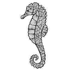 Stylized vector sea horse zentangle