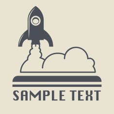 Retro rocket icon or sign