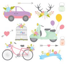 Graphic set in retro style