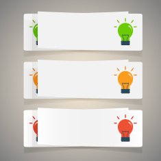 Set of simple icons flat color light bulbs