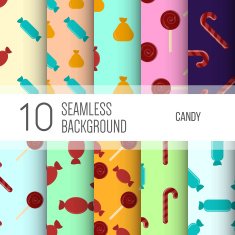 10 seamless backgrounds or patterns with candy