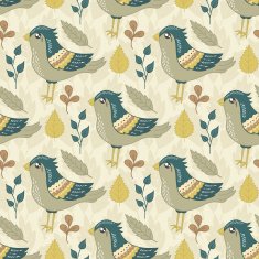 Vector seamless pattern with birds and leaves N2