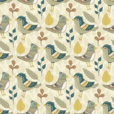 Vector seamless pattern with birds and leaves N5