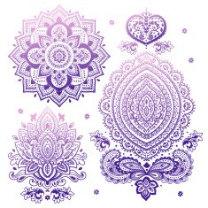Set of Indian floral ornaments Mandala Henna N3