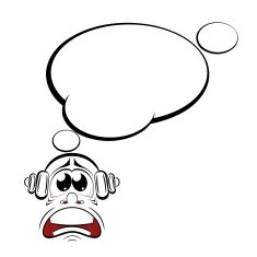 Cartoon sad with headphones Music lover Vector illustration