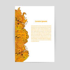 Flyer with orange floral ornament Vector illustration