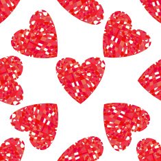Seamless pattern of shiny hearts