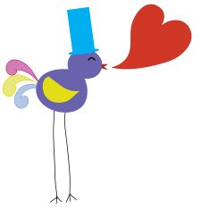 bird is happy to give red heart hand drawn vector