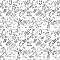 hand drawn telephones seamless pattern N2