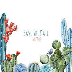 Watercolor cactus frame