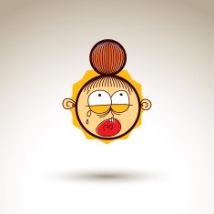 Vector artistic colorful drawing of sad crying girl N2