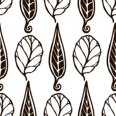 Decorative seamless black and white pattern with leaves