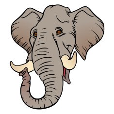 Vector hand drawn illustration with elephant head