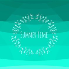 Hand drawn vintage floral elements on colorful triangular background