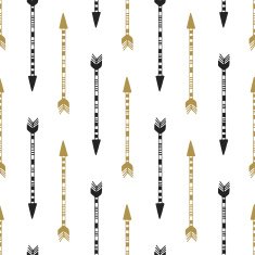Seamless background of vintage arrow in black and gold colors