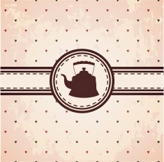 Vintage design with heart pattern and teapot in frame