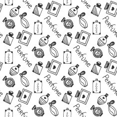 Perfume seamless pattern Doodle sketch of perfume bottles