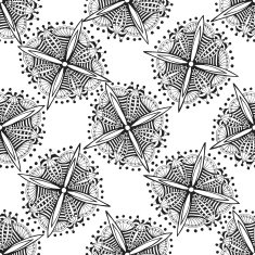 Vector ornamental background with zentangle flowers Black and white
