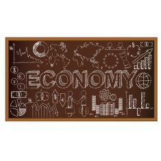 School board doodle with ecomony symbols Vector illustration